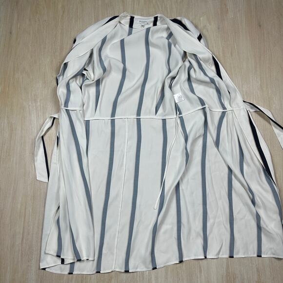 Equipment Striped Work Elegant Short Date Night Sleeve Wrap Midi Dress Medium - Picture 11 of 14